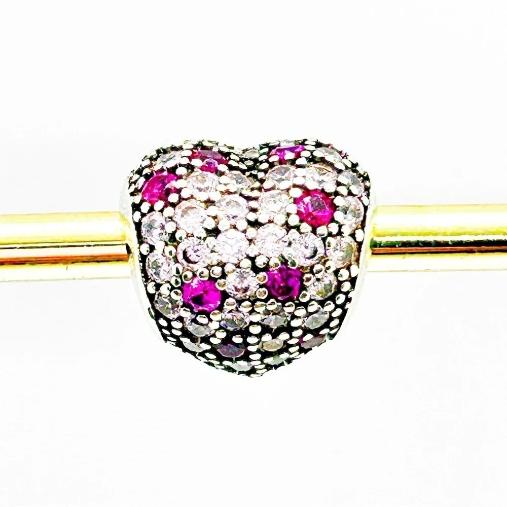 NWOT Pandora compatible pink heart charm - Picture 3 of 11